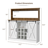 Farmhouse Coffee Bar Cabinet, 47'' Kitchen Coffee Bar with 6 Hooks, Coffee Bar Station