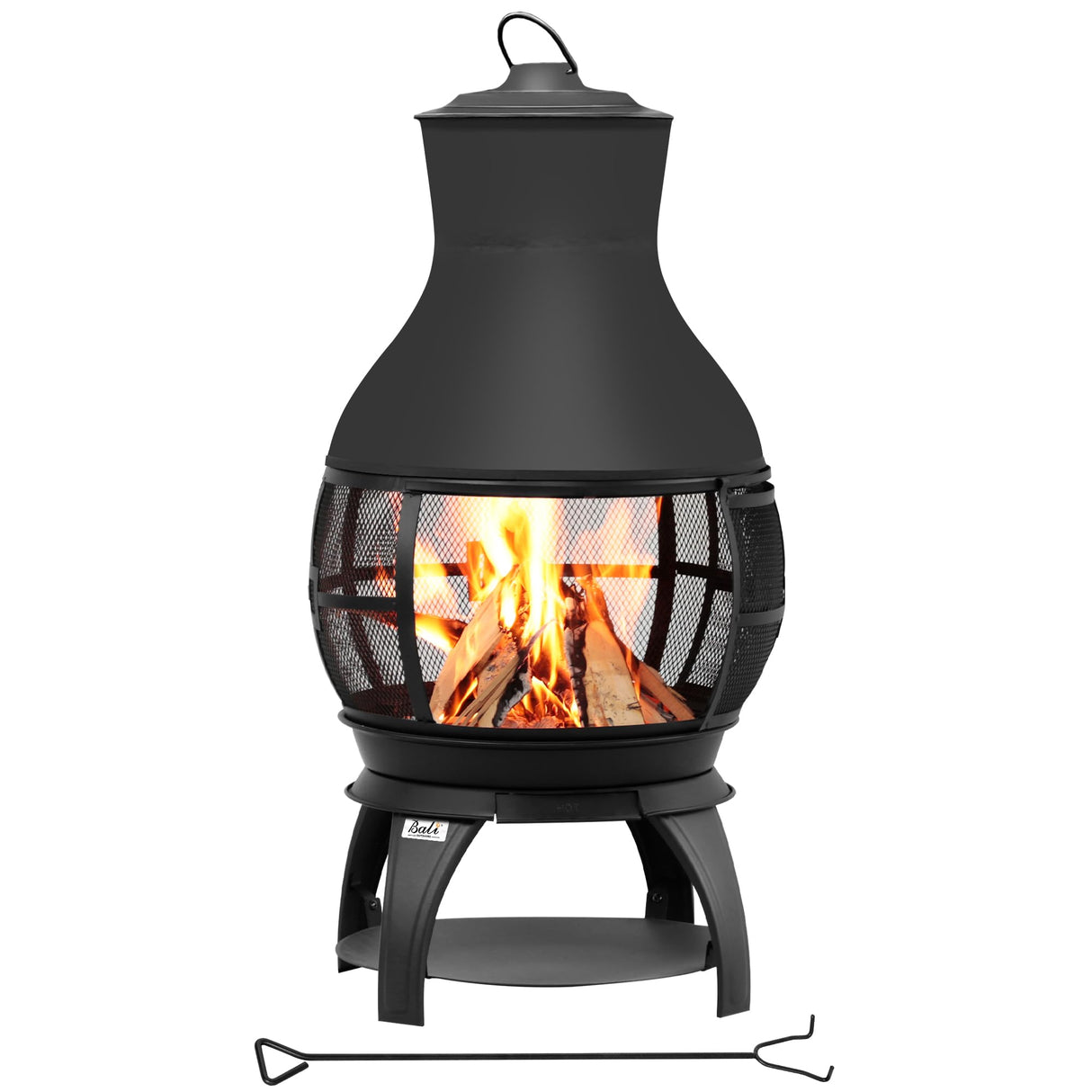 Fire Pit Wood Burning Chiminea Outside Fireplace Patio Small Firepit, Size 17.7" W x 35.6" H