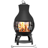 Fire Pit Wood Burning Chiminea Outside Fireplace Patio Small Firepit, Size 17.7" W x 35.6" H