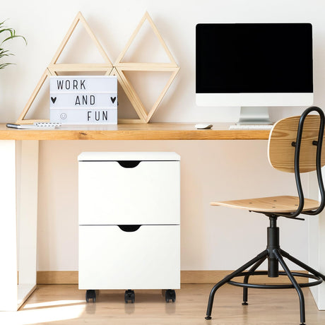 Deep 2-Drawer Mobile Wood File Cabinet, Under Desk Rolling File Cabinets