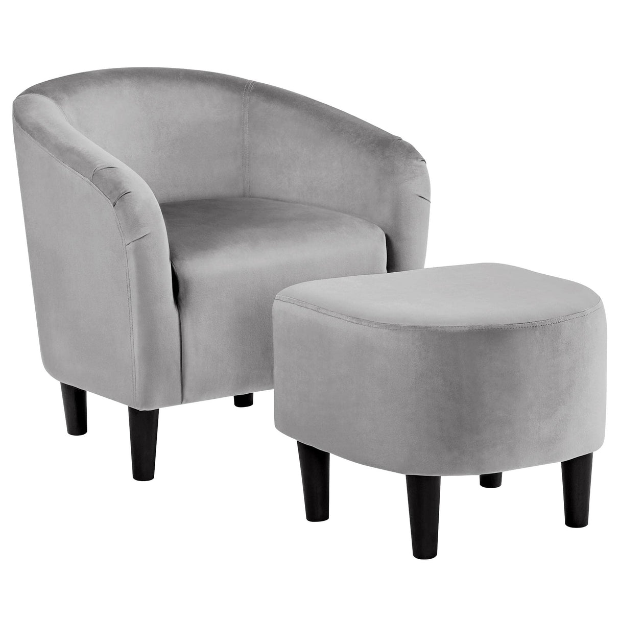 Accent Chair with Ottoman Set, Modern Upholstered Soft Barrel Chair with Footstool