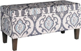 Large Upholstered Rectangular Storage Ottoman Bench with Hinged Lid