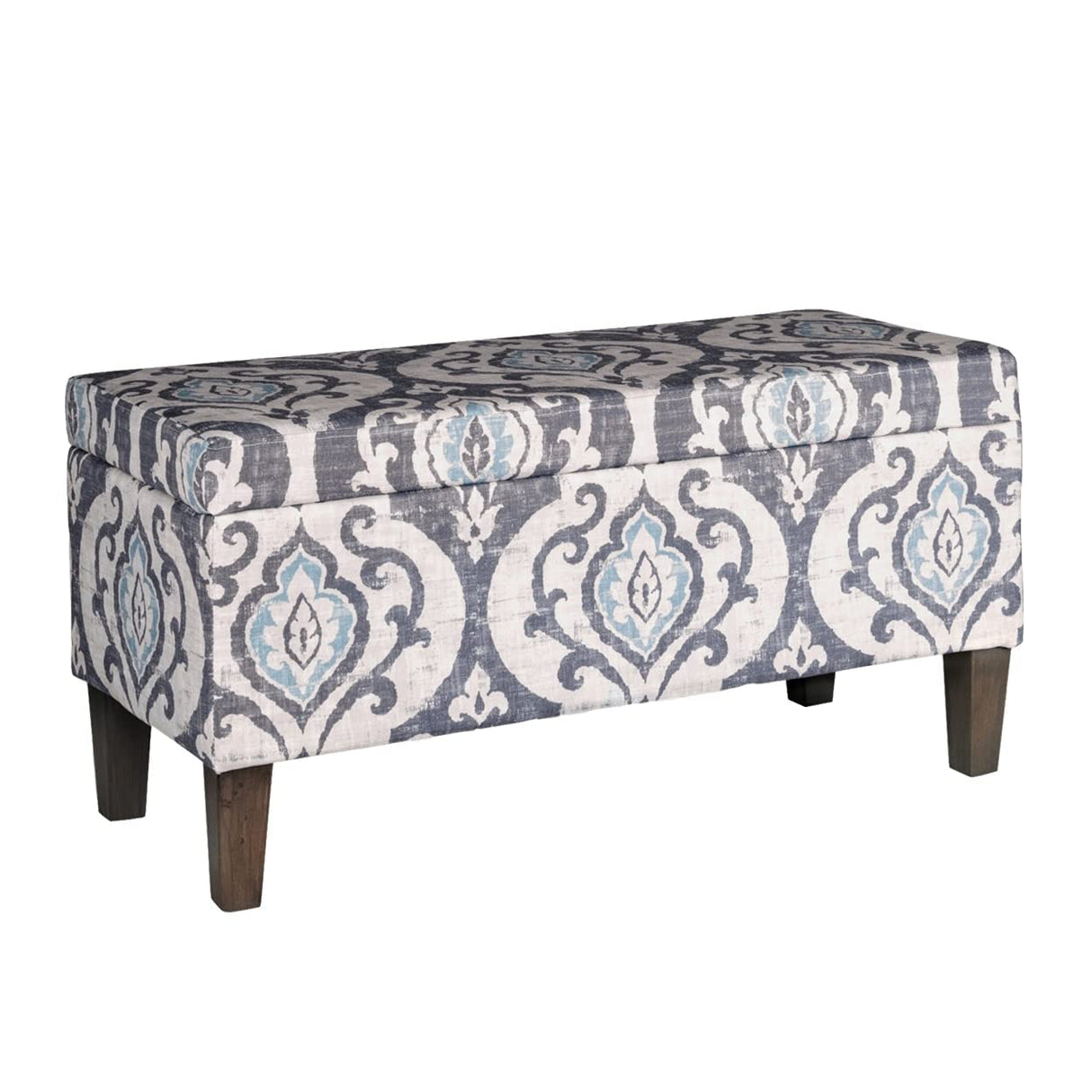 Large Upholstered Rectangular Storage Ottoman Bench with Hinged Lid