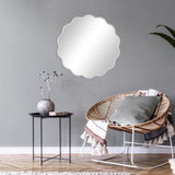 22 Inch White Round Wavy Mirror