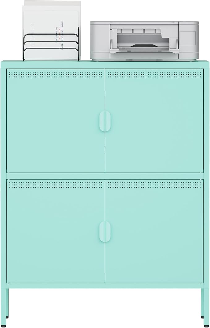 Metal Locker Storage Cabinet with 6 Doors and 4 Shelves，56.6" Tall Steel Office Storage