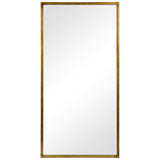 Brushed Gold Metal Framed Rectangular Wall Mirror, Ready to Hang, Living Room