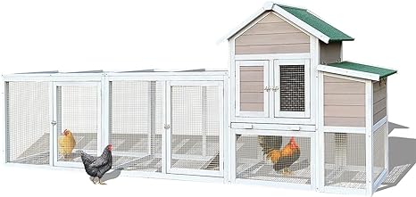 122''Chicken Coop with Nest Box - Poultry Cage with Removable Tray, Wooden Chicken