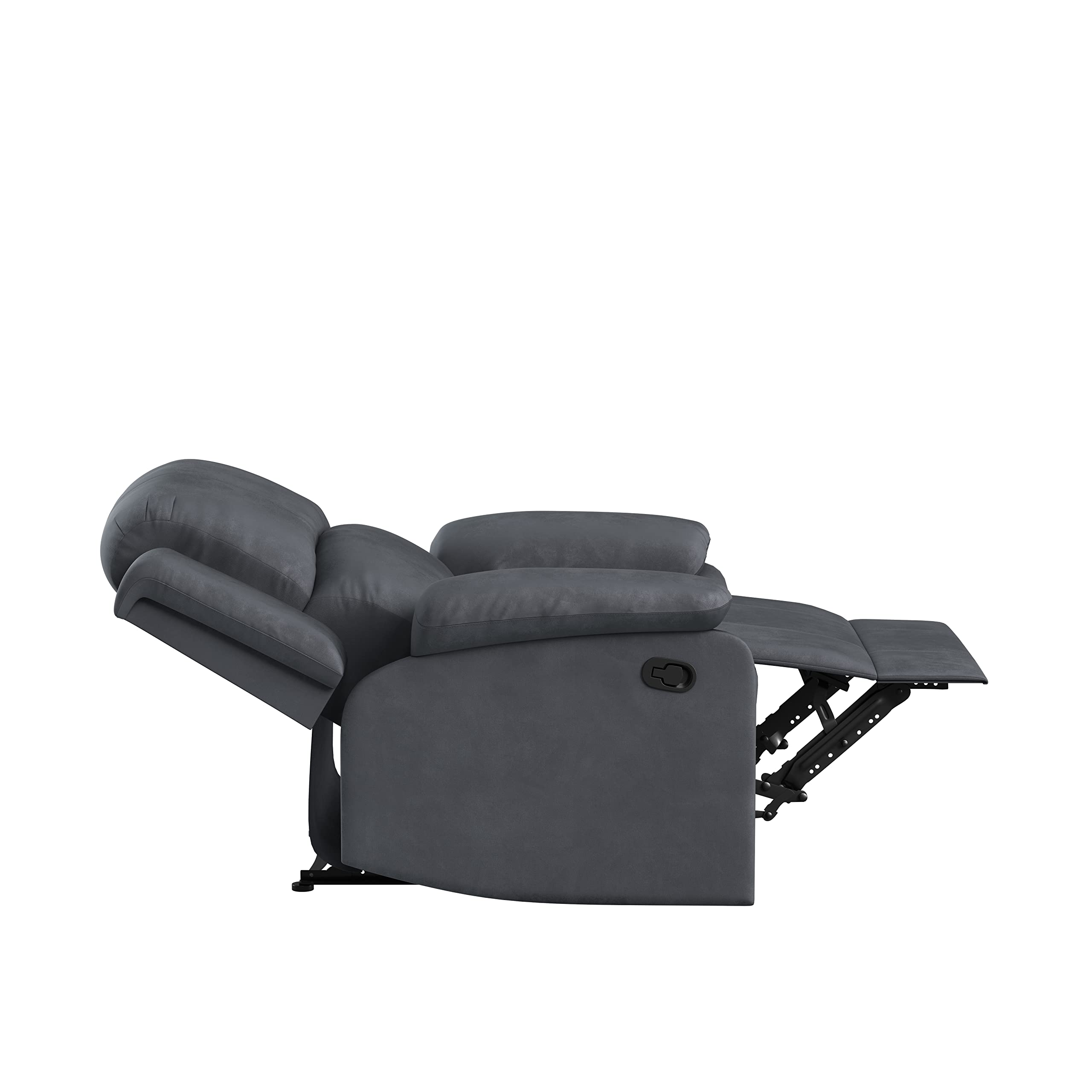 EaseLounge Classic Steel Grey Manual Recliner with Plush Cushion Back
