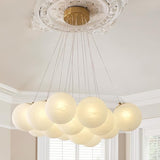 7-Lights Milk Glass Bubble Chandeliers Lighting, Modern Nordic Large Globe Chandelier