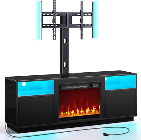 Fireplace TV Stand with Led Lights and Power Outlets, Entertainment Center