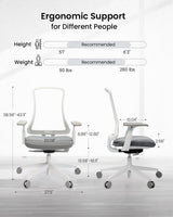 Ergonomic Office Chair with Foam Cushion & Adjustable Armrests - White