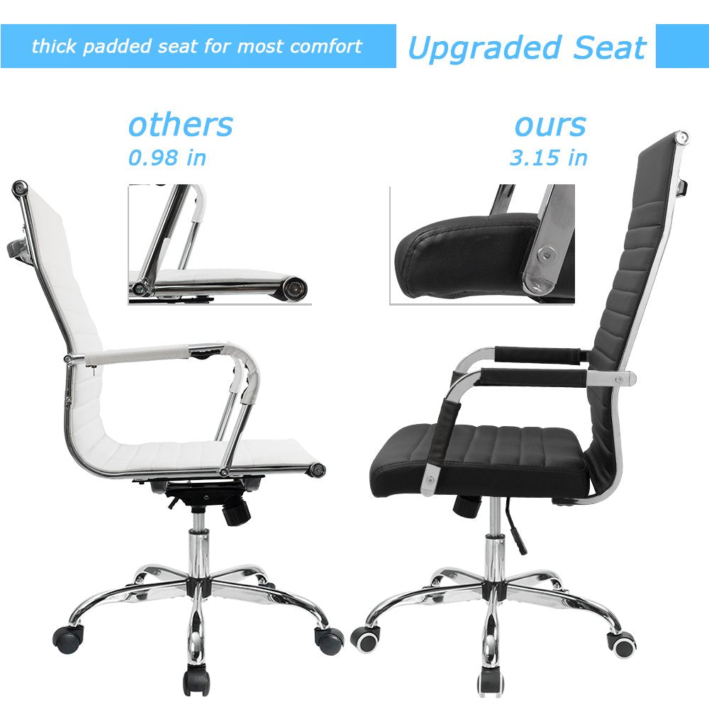 Ribbed Office Chair High Back PU Leather Executive Conference Chair