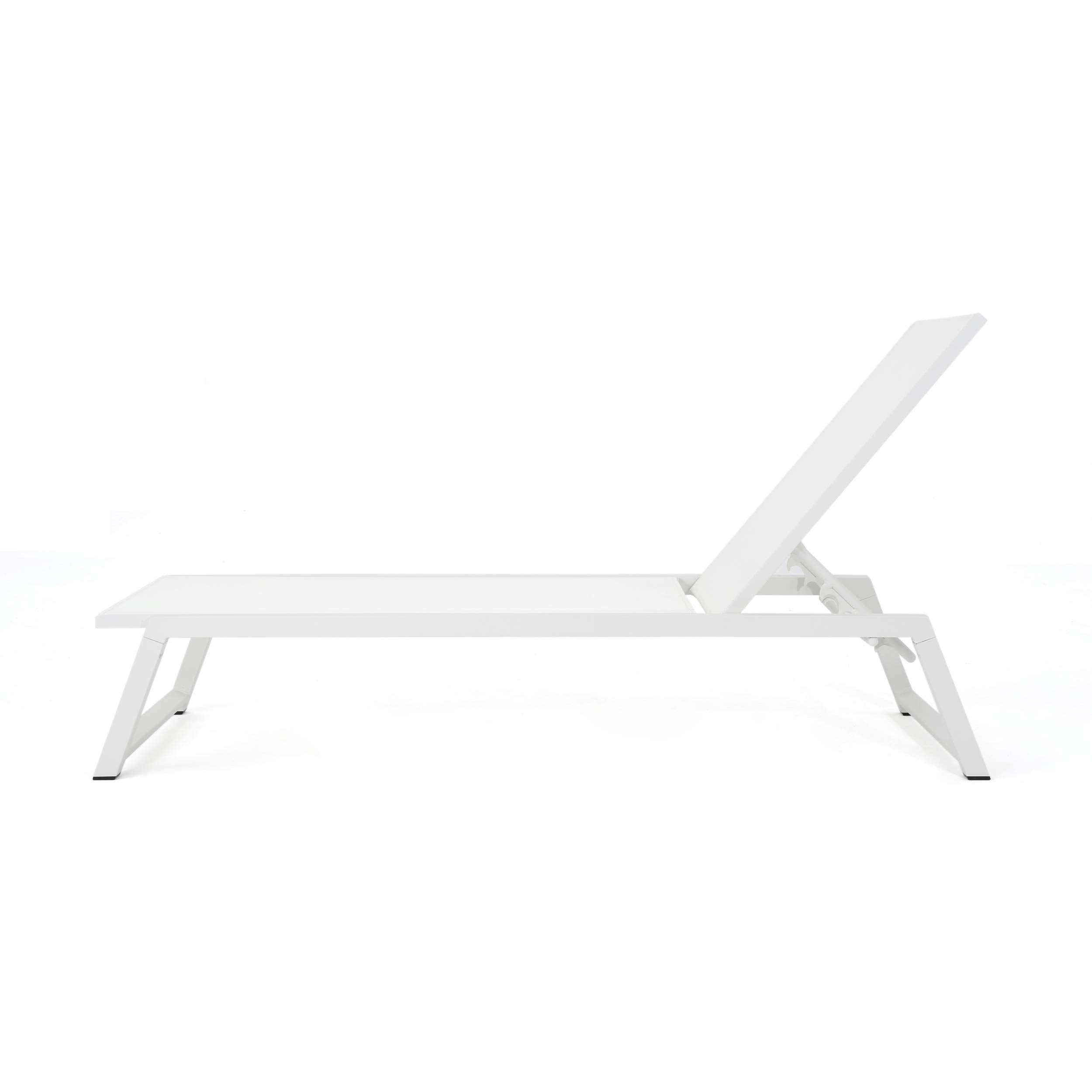 Belle Outdoor Mesh Chaise Lounges, 2-Pcs Set, White Mesh / White