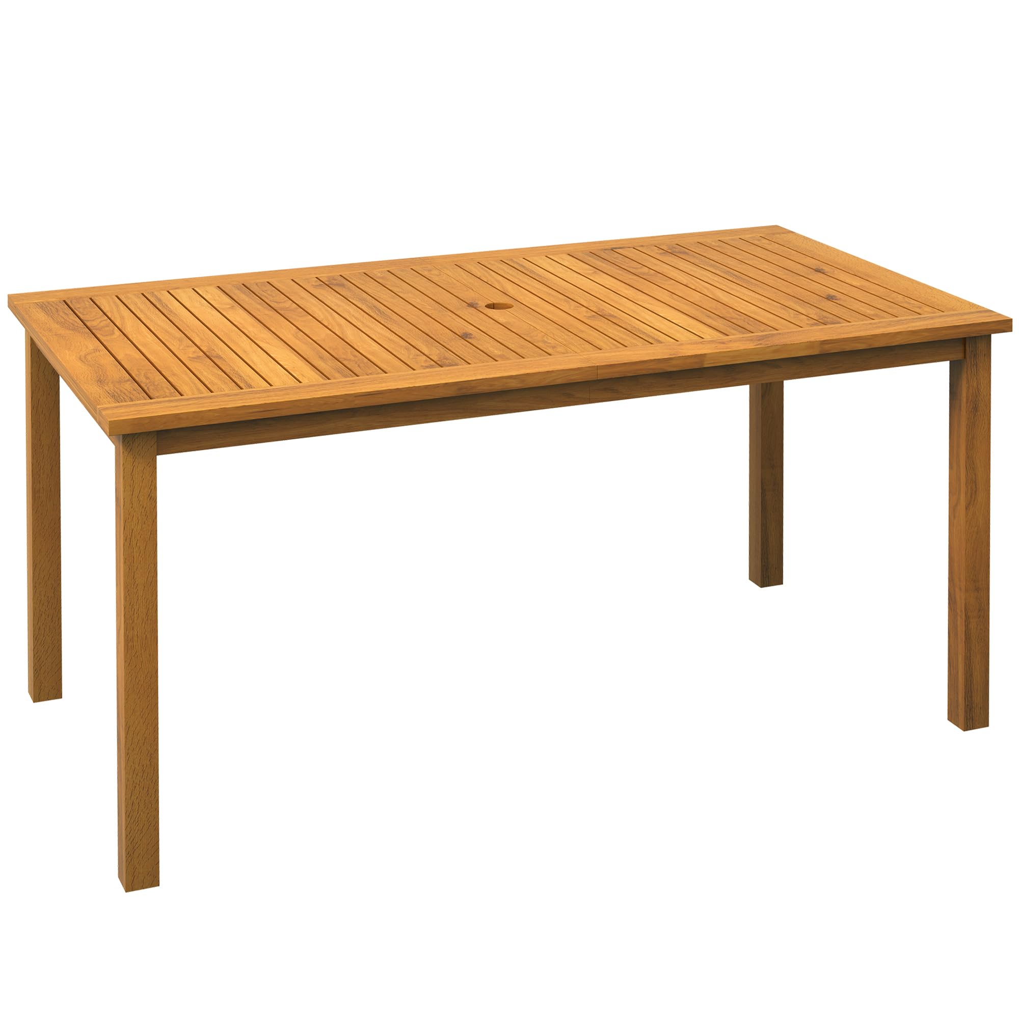 Rectangle Patio Table for 6, Outdoor Dining Table with Umbrella Hole