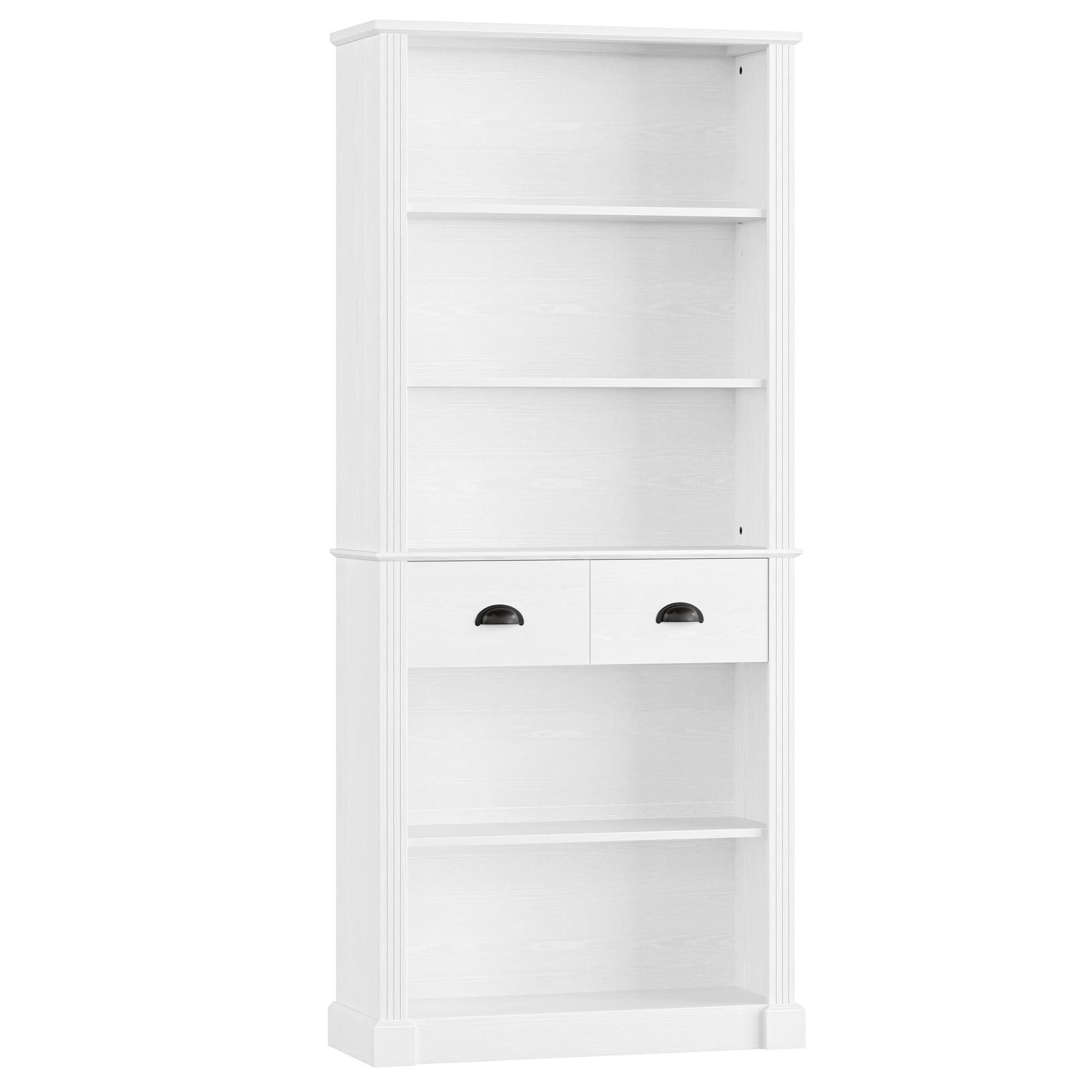5-Tier Bookcase, Book Shelf with 2 Drawers, Tall Bookcase with Shelves