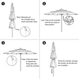 USA 10-Year-Non-Fading 11Ft 3 Tiers Market Umbrella Patio Outdoor Cylinder Auto Push-up Table Umbrella with Ventilation,