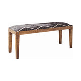 Rectangular Upholstered Bench, Natural and Navy