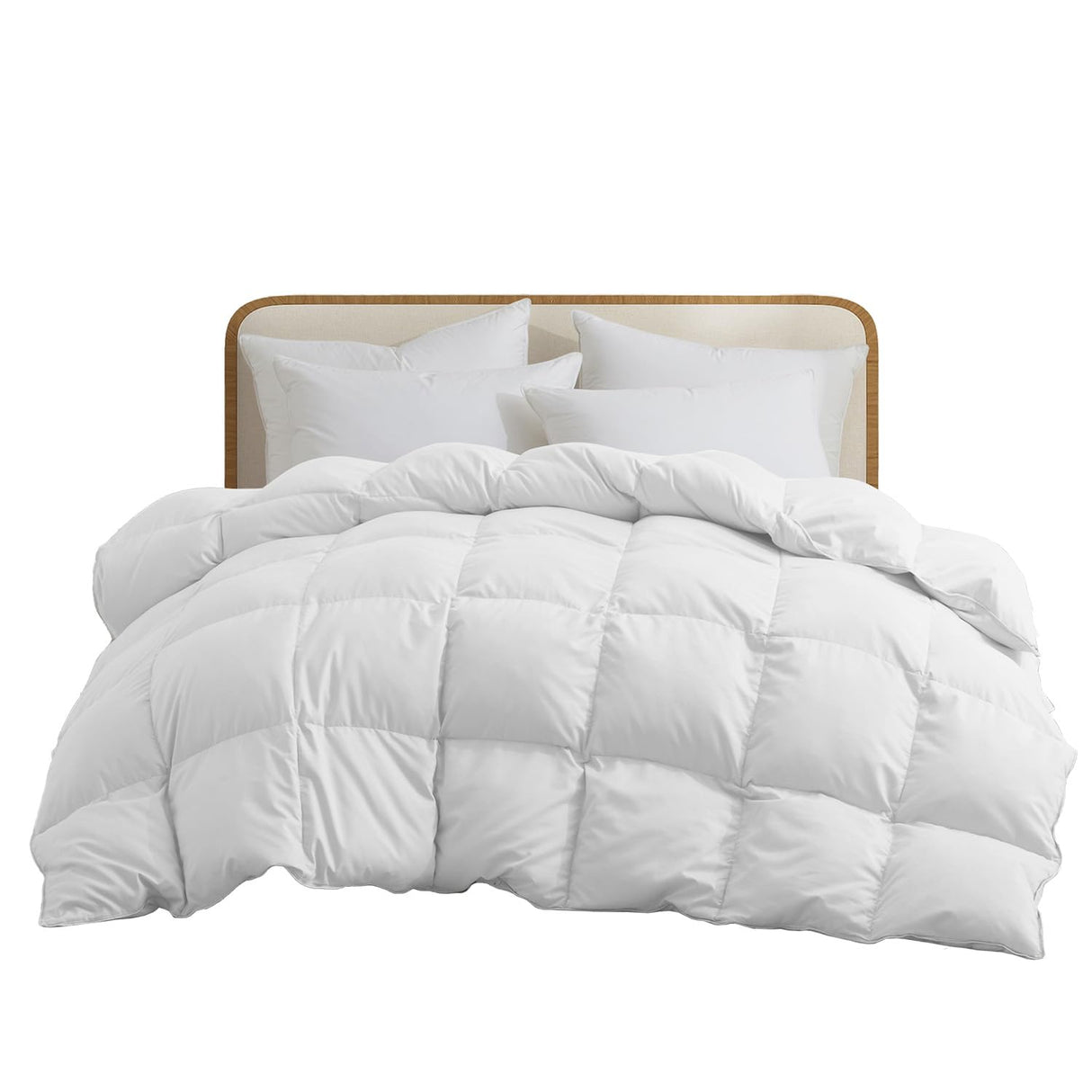 Queen Size Down Comforter - All Season Ultra Soft Goose Down & Feather Fiber Fill, Luxury Hotel White Duvet Insert with Corner Tabs (88" X 88")