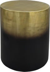 Dyan Side Table, 16.5 Inch Round Drum Shape, Black, Gold Antique Brass Ombre