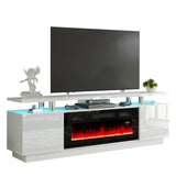 Fireplace TV Stand with 36" Fireplace, 70" Modern High Gloss Fireplace Entertainment