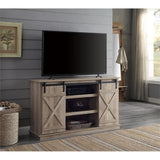 2-Door TV Stand with Cable Management Holes in Oak