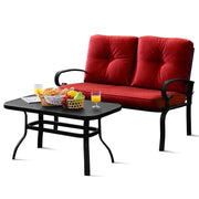 Loveseat with Table Set, 2 Seat Cushioned Sofa with Coffee Table