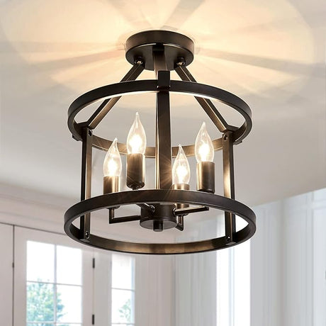 Light Farmhouse Vintage Semi Flush Mount Ceiling Light Fixtures