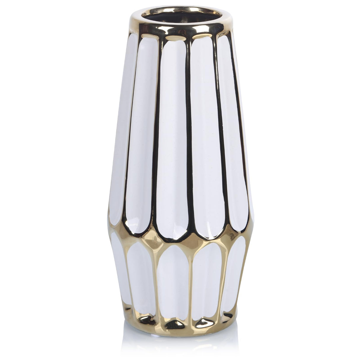 White Gold Ceramic Home Decor Vase, Modern Flower Vase Decoration