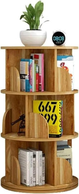 Bookcases 360° Rotating Bookshelf Wooden Standing Bookcase Space