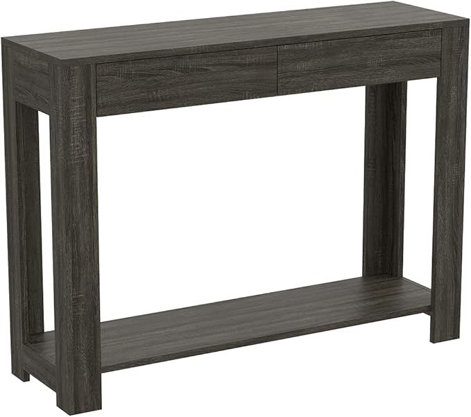 & Co. - Gray Console Table with 2 Drawers, Wood Hallway Table with Drawers,