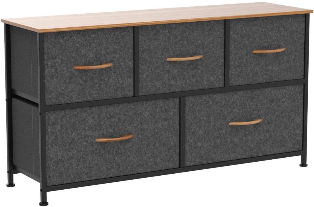 Dresser with 5 Drawers - Fabric Storage Tower, Organizer Unit for Bedroom, Living Room