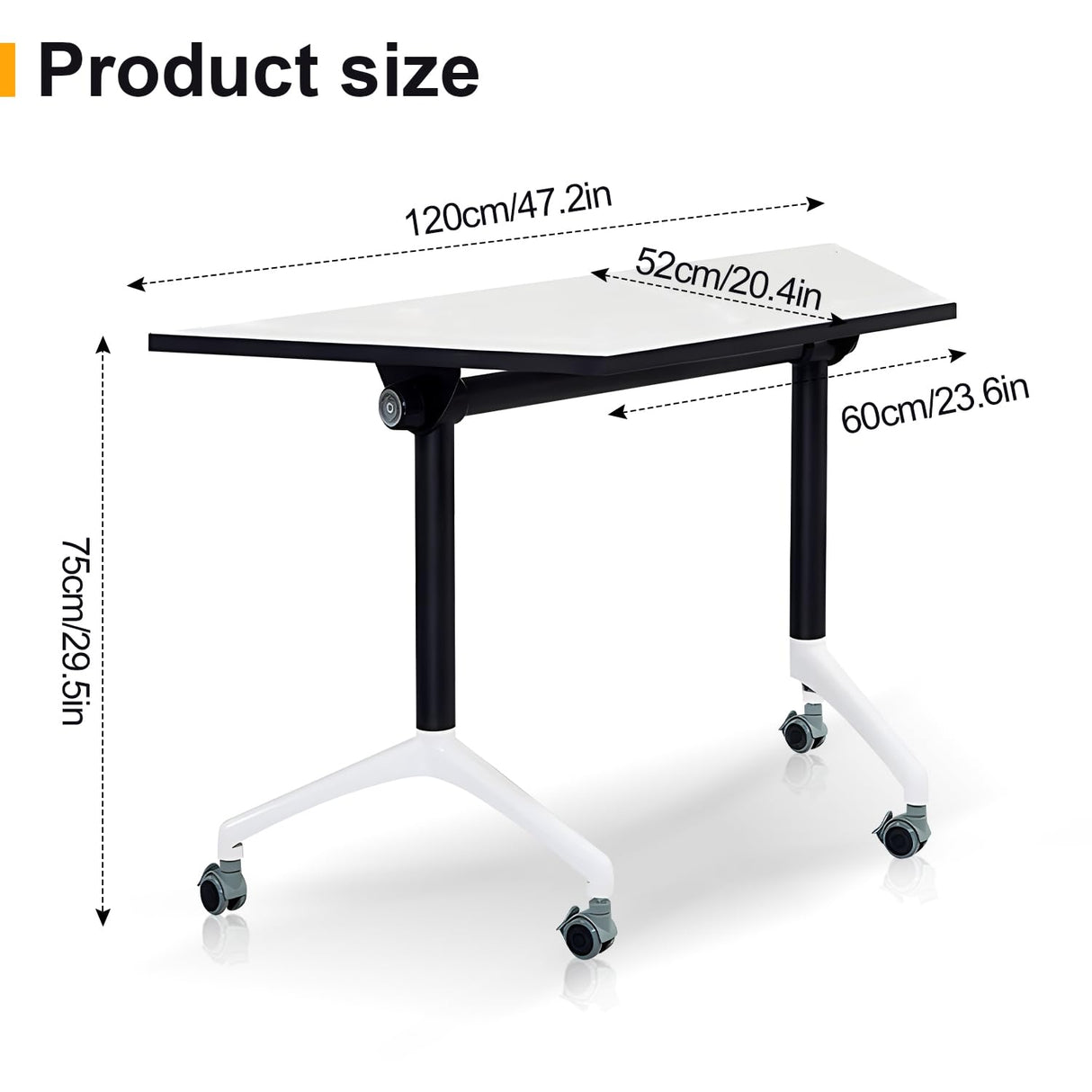 Conference Table, Mobile Training Table with Silent Wheels