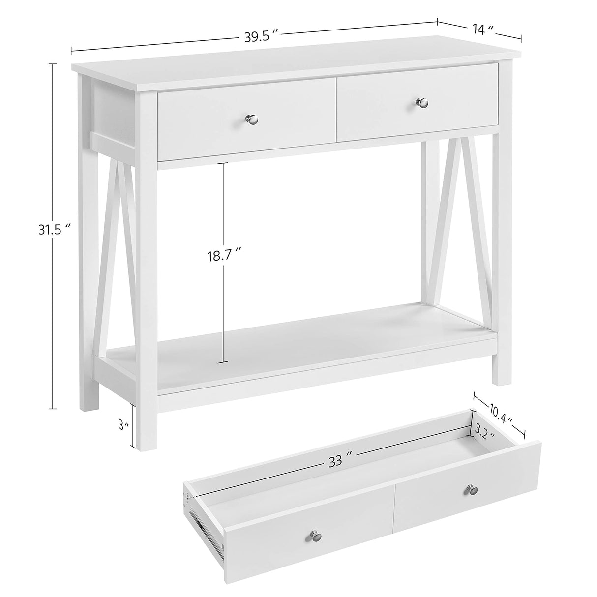 Console Table with Drawer, Wood Entryway Table with Storage Shelves, Sofa Table