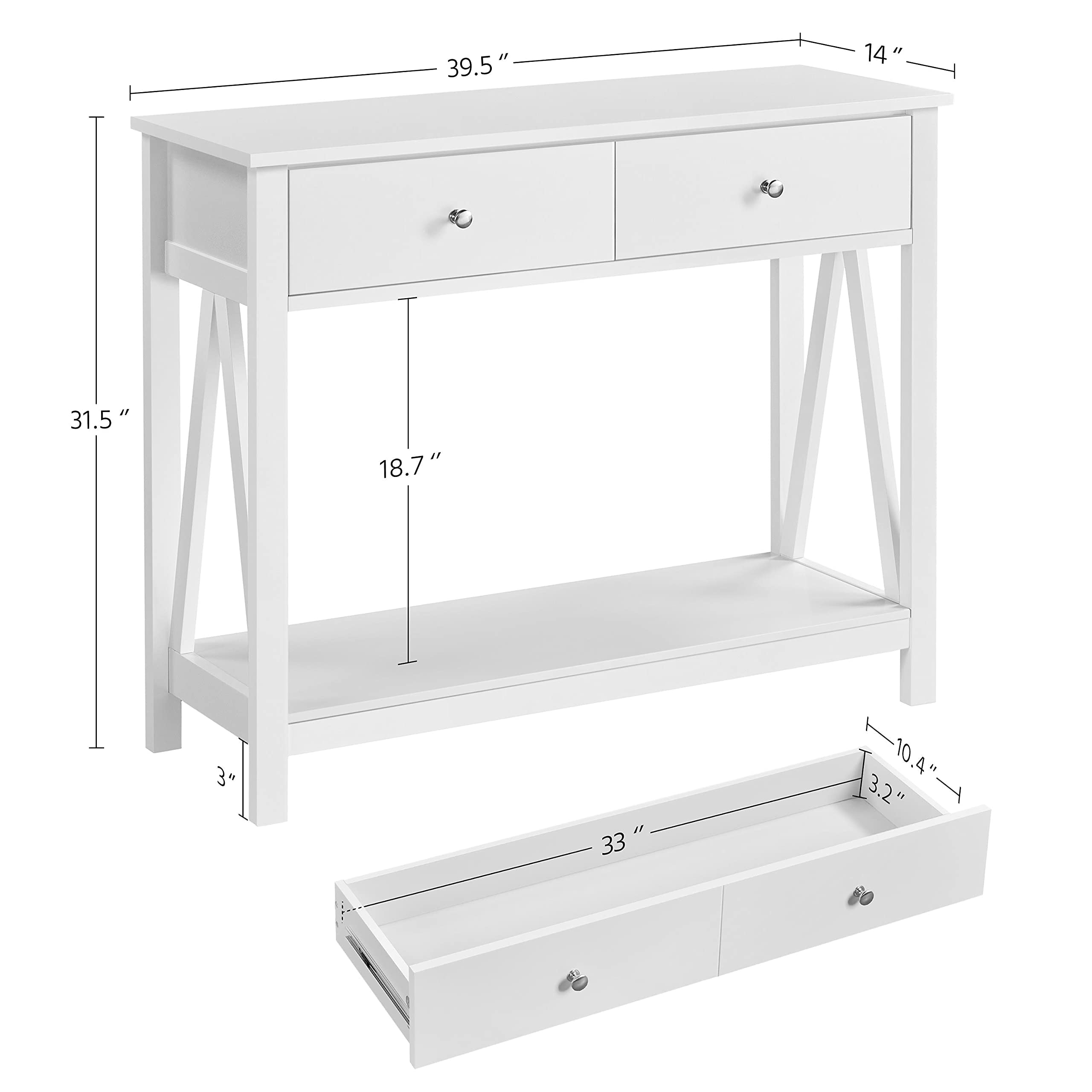 Console Table with Drawer, Wood Entryway Table with Storage Shelves, Sofa Table