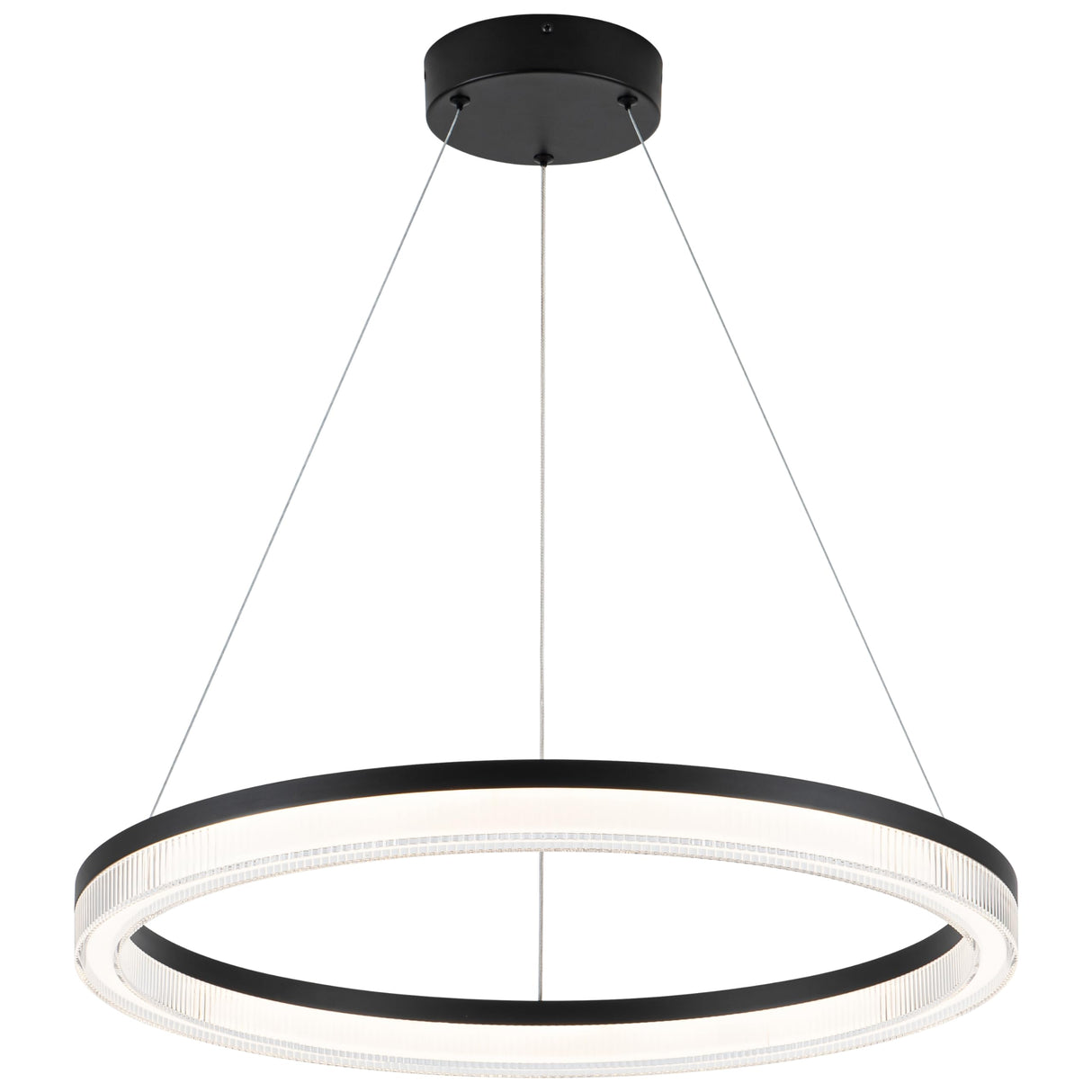 Modern Black Led Pendant Light,36W Dimmable LED Chandelier Lighting Fixture, 1 Ring