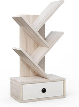 10-Tier Tree Bookshelf with Drawer - 59" Freestanding Space Saving Wooden Bookcase