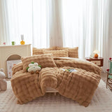 Rabbit Plush Gray White Faux Fur Duvet Cover Comforter Cover Queen