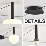 4-Light Black Glass Semi-Flush Ceiling Light