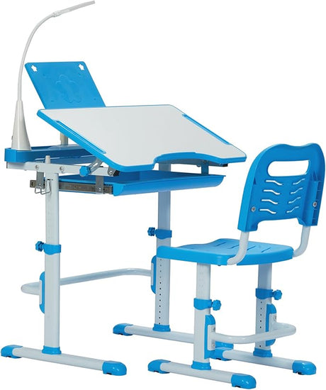 Kids Desk and Chair Set, Kids Interactive Workstation, Blue