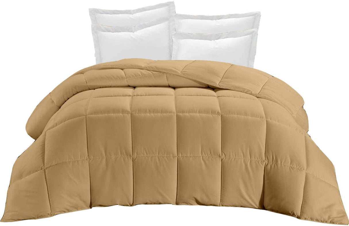 Taupe 1 PC Stitched Comforter-500 GSM Fill Power Premium Cotton Lightweight Twin-XL (68'' x 90'')