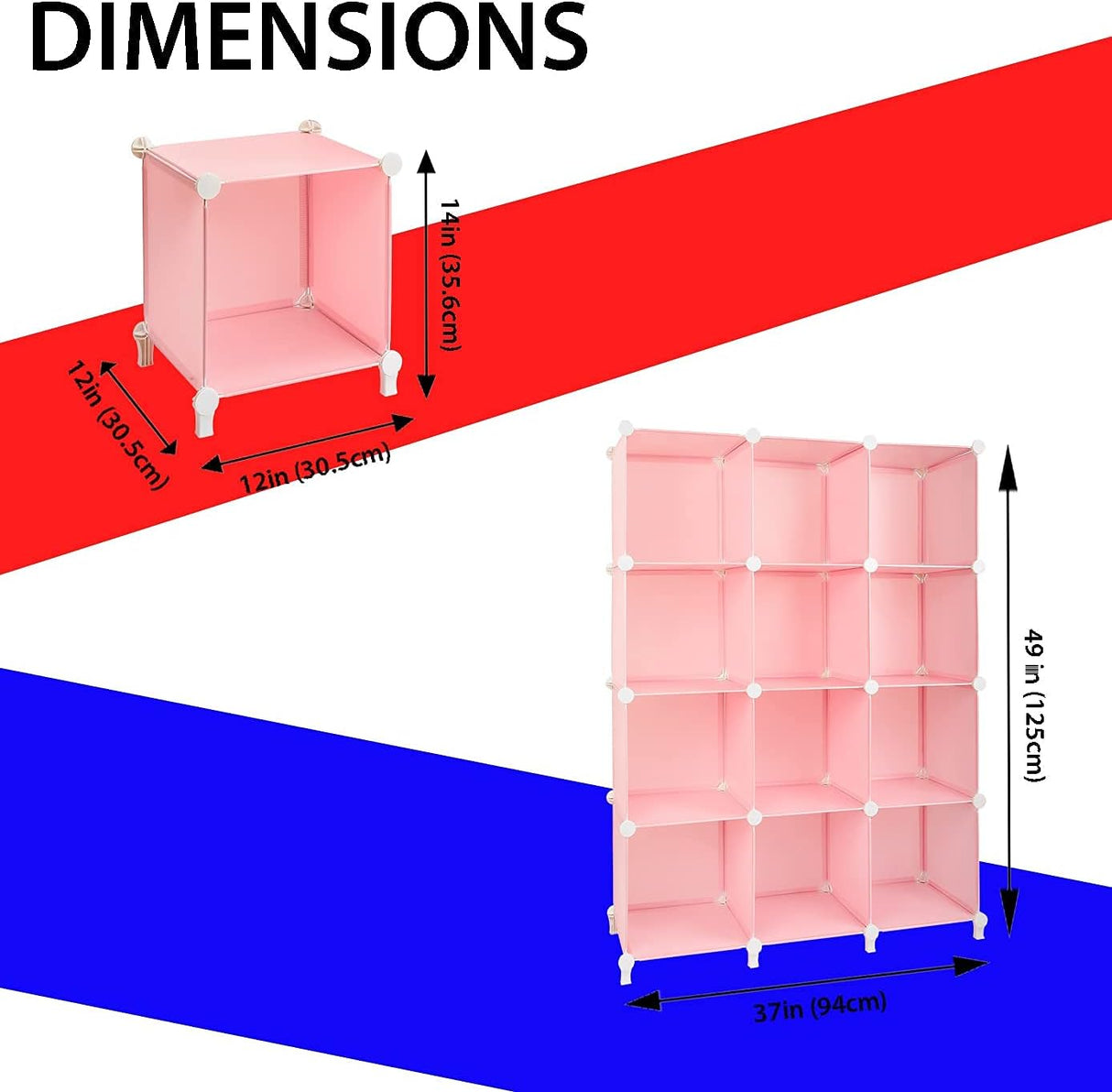 12-Cube Bookshelf Closet Organizer Storage Shelves Cubes Organizer Plastic Square