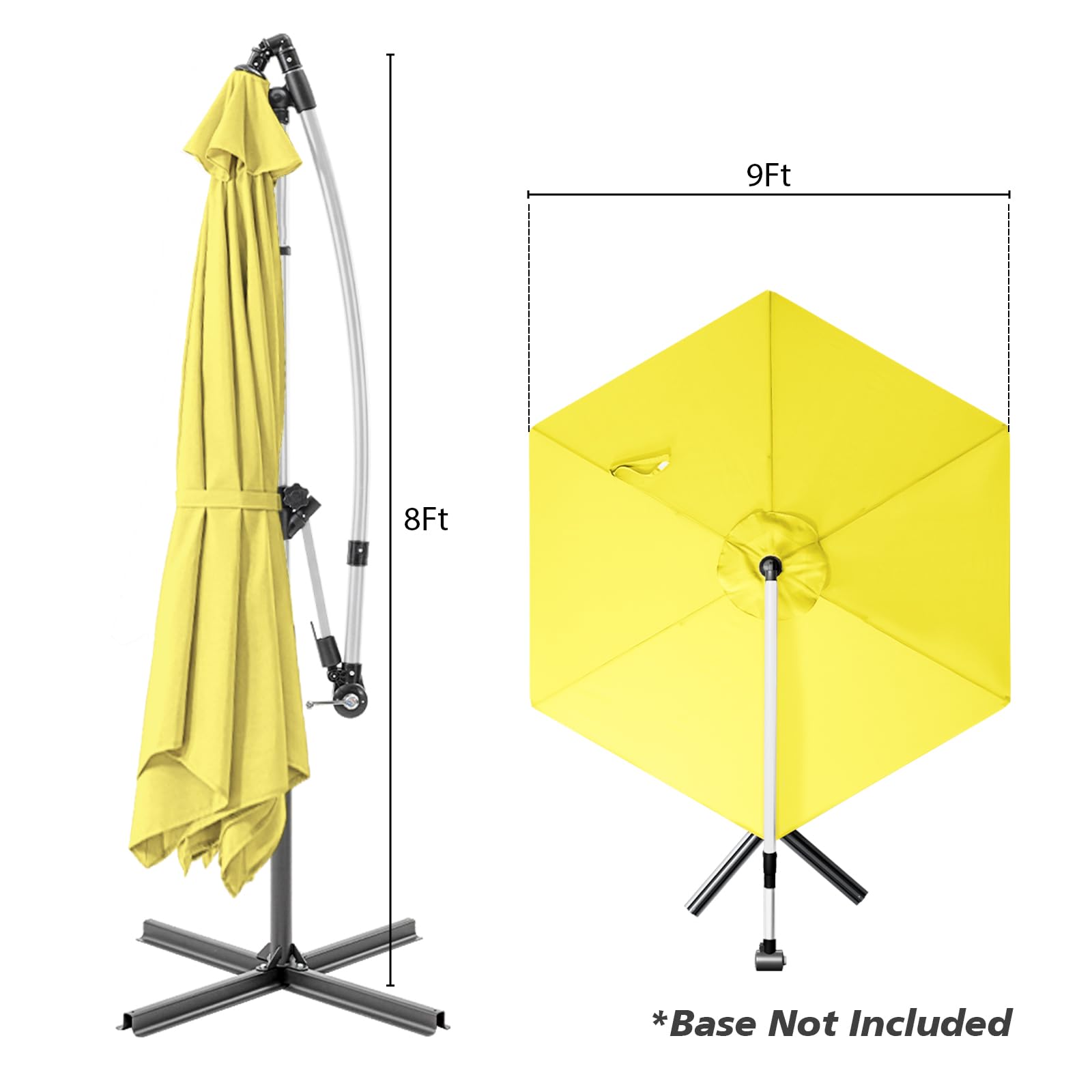 9FT Patio Umbrella for Outdoor, Cantilever Hanging Outdoor Umbrella with 360-degree Rotation