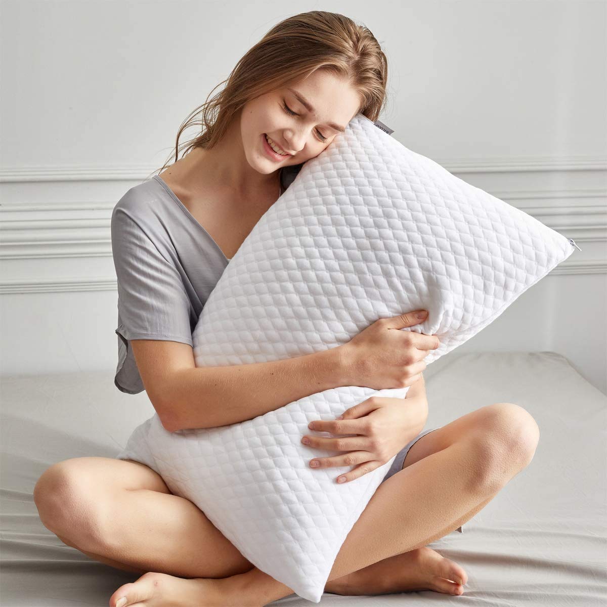 2 Pillows, Shredded Memory Foam Bed Pillows for Sleeping