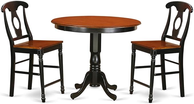 BLK-W 5 Piece Kitchen Counter Height Dining Table Set Includes a Round Dining Room