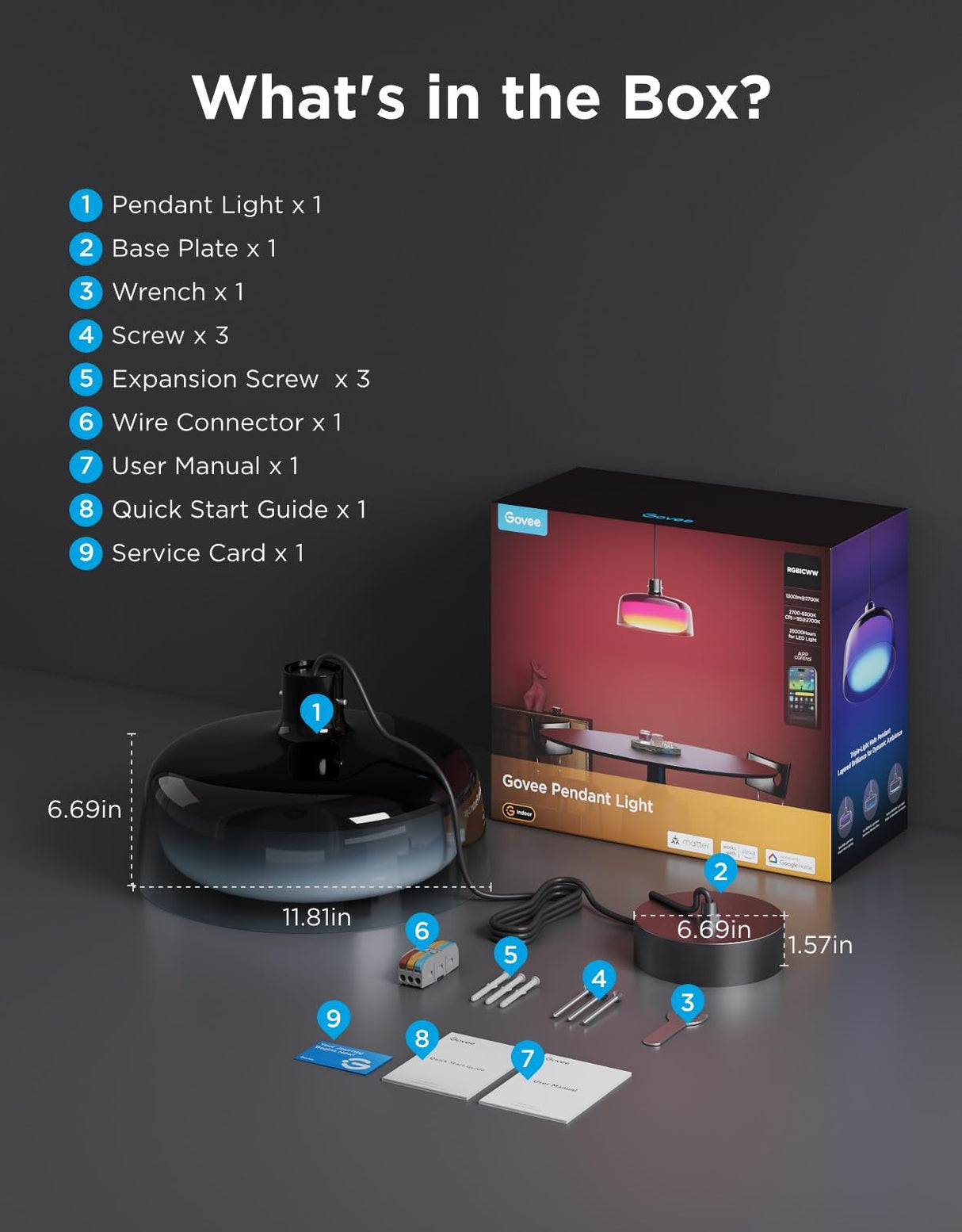 RGBIC Smart Pendant Light for Kitchen Island