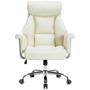Chair 400LBS,Big and Tall Executive Office Chair for Low Back Pain Relief,Ergonomic High Back Leather Office Chair,Computer Chair (Cream)
