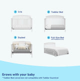 Benton 5-in-1 Convertible Crib (White) – GREENGUARD Gold Certified, Converts from Baby