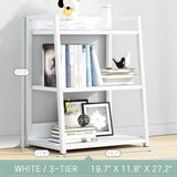 IOTXY 3 Tier Open Bookshelf - Steel and Wood Display Stand, 50CM Width Floor-Standing Bookcase, White