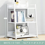 IOTXY 3 Tier Open Bookshelf - Steel and Wood Display Stand, 50CM Width Floor-Standing Bookcase, White