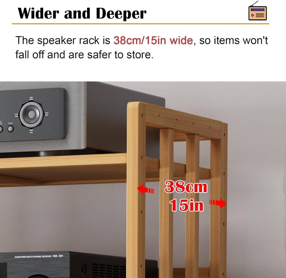 Mobile AV Media Stand Corner Wooden Corner Component Cabinet Stereo Audio Rack